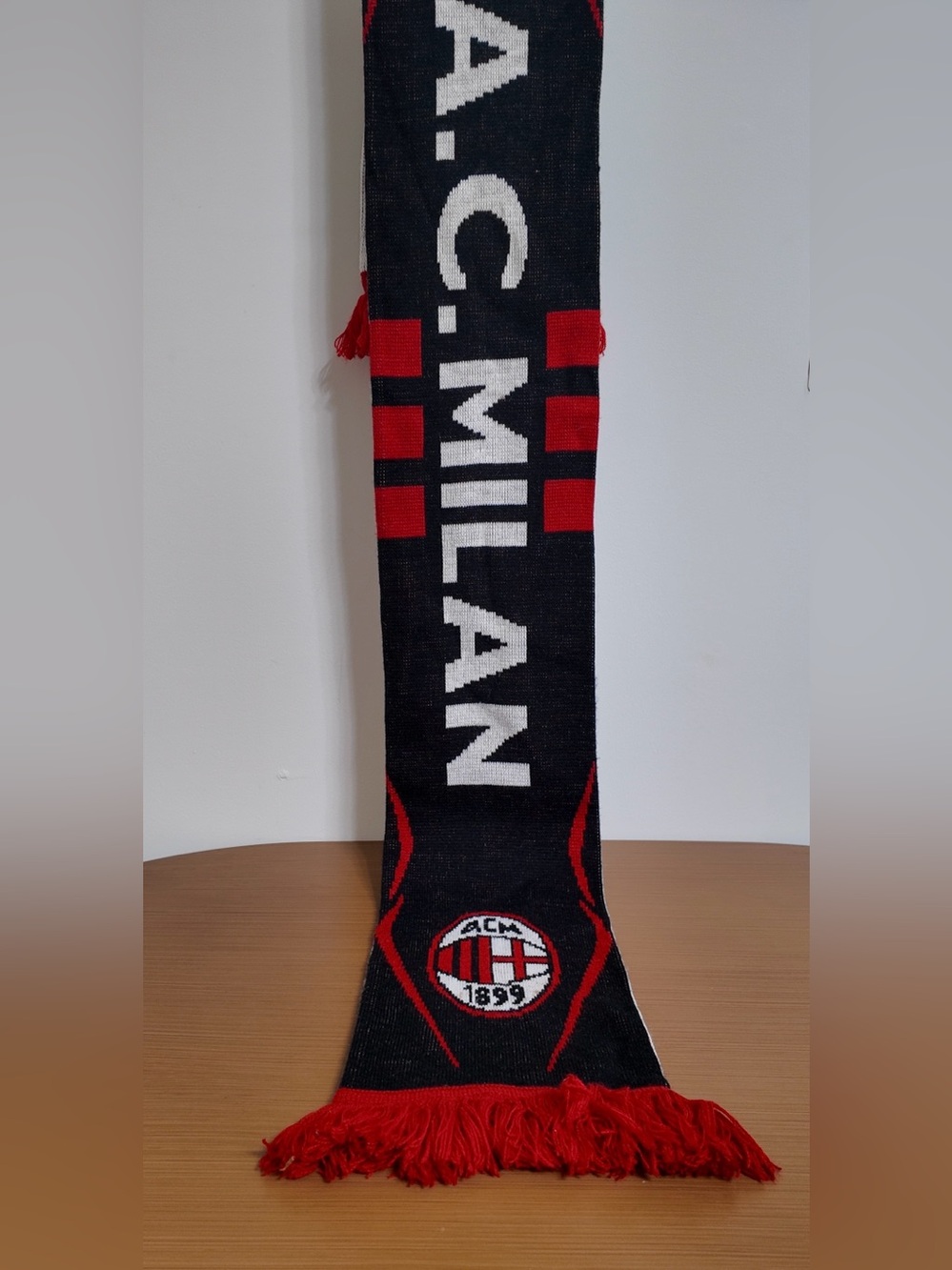 Adidas AC Milan Reversible Knit Jacquard Scarf Black Red White ACM 1899 Crest